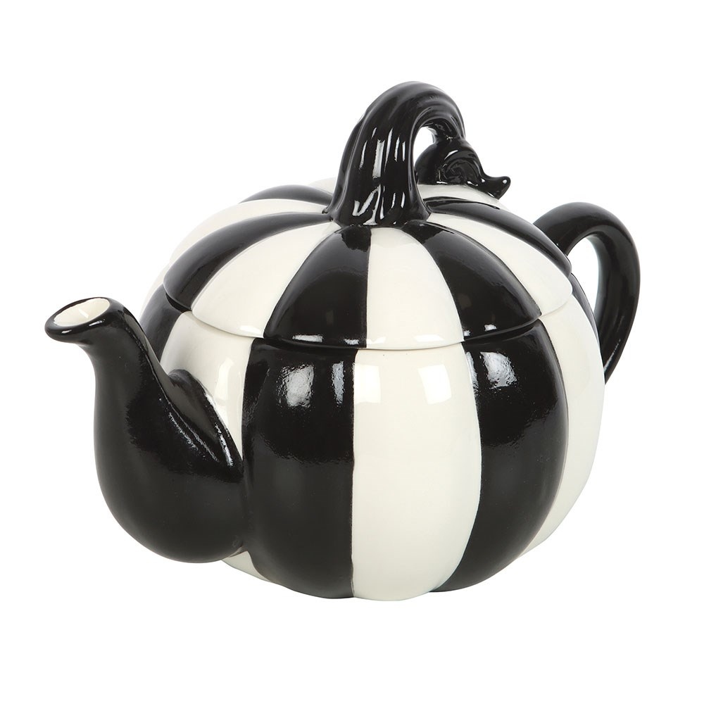 Something Different - Black and White Striped Pumpkin Teapot Teekanne - Schwarz/WeiÃŸ